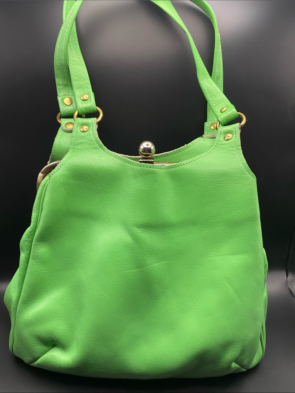 Vintage 60’s Margolin Vibrant Green Leather Purse
